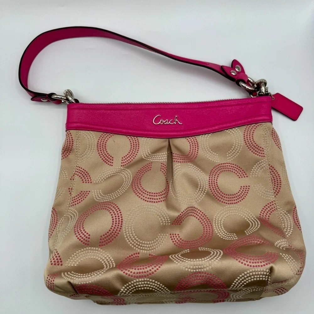 Coach Ashley Signature Op Art Shoulder Bag | Good Used Condition